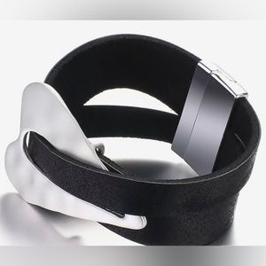 Leather Bracelet with Metal Heart